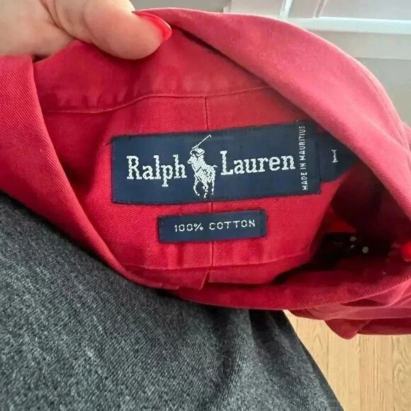 Men’s red long sleeve button down Ralph Lauren shirt - Picture 3 of 4